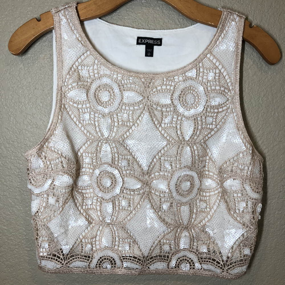 Express Lace & Sequin detailed crop top Size small